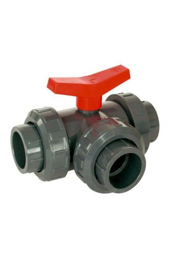 PVC Kulový třícestný ventil 63 mm T