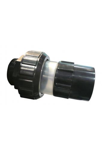 PVC tvarovka - Šroubení 50 x 1 1/2“ ext., s průhlednou částí