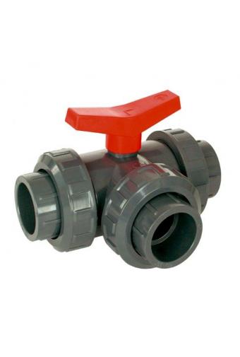 PVC Kulový třícestný ventil 50 mm T