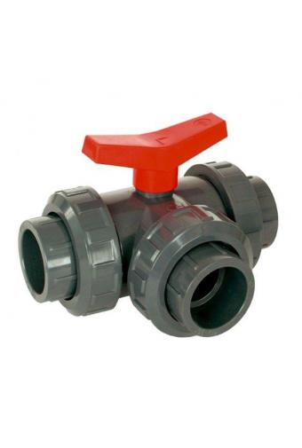 PVC Kulový třícestný ventil 32 mm L