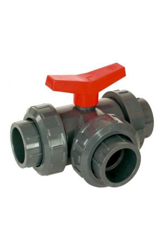 PVC Kulový třícestný ventil 50 mm L